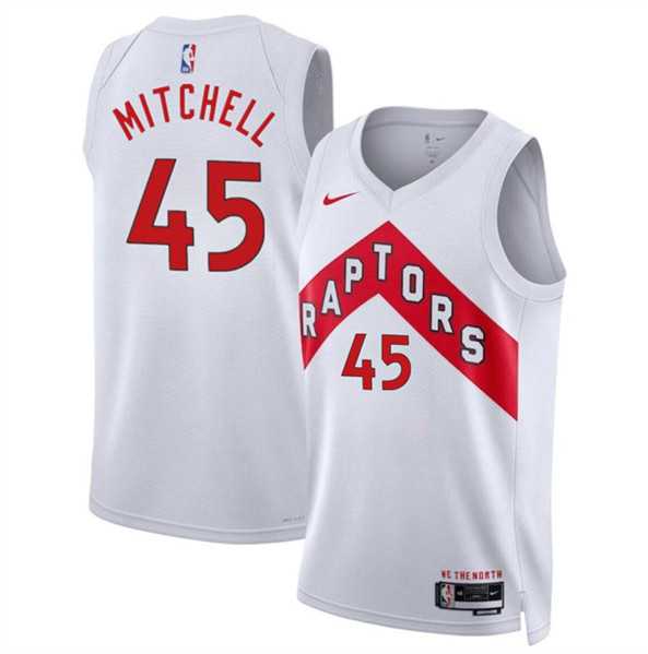Men%27s Toronto Raptors #45 Davion Mitchell White Association Edition Stitched Basketball Jersey Dzhi